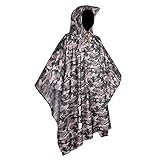 Anyoo Waterproof Military Rain Poncho Lightweight Reusable Hiking Rain Coat Jacket with Hood for Boys Men Women Adults