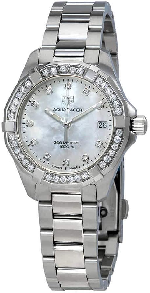 tag heuer aquaracer diamond mother of pearl bracelet watch