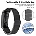 POY Metal Replacement Bands Compatible for Fitbit Charge 3 and Charge 3 SE Fitness Activity Tracker, Milanese Loop Stainless Steel Bracelet Strap with Unique Magnet Lock for Women Men, Large Black