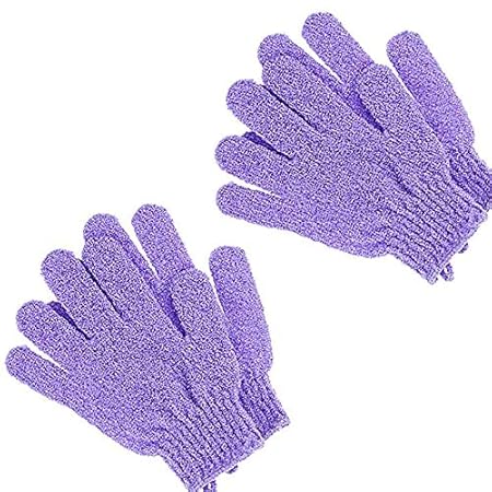 SHAFIRE Exfoliating Bath Shower Gloves Scrubber Bath Gloves Shower Sponge Mesh Pouf Cleansing Body Removes Dead Skin Random Colour (2 Pairs)