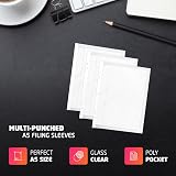 1ABOVE 45 Micron 100Pack A5 Plastic Wallets Glass Clear Punched Ring Binder view 3