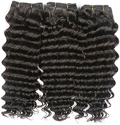 3 Bundles Brazilian Virgin Curly Hair Deep Wave Hair Extensions 6a Grade Unprocessed Human Hair Wave Natural Color (08 08 08)
