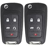 2Pcs Remote Key Shell,Mushan Key Case Replacement for OHT01060512 (ONLY CASE) Uncut fits 2010-2014 Chevrolet Camaro Cruze Equinox Impala Malibu, 2010-2015 GMC Terrain,2010-2015 Buick LaCrosse