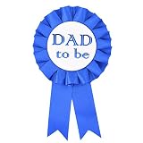 "DAD to Be" Tinplate Badge Pin - Baby Shower Button New Dad Gifts Gender Reveals Party Baby Boy Blue Rosette Button Baby Celebration (Royal Blue)