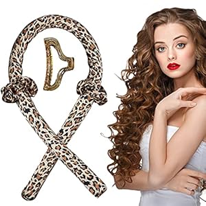 Heatless-Curlers-Headband-for-Long-Hair-Silk-Ribbon-Curling-Rod-Lazy-Natural-Soft-Wave-Formers-Sleeping-Overnight-Hair-Curling-Wrap-Kit-No-Heat-Hair-Styling-Tools-for-Long-Medium-Hair-Leopard Heatless Curlers Headband for Long Hair, Silk Ribbon Curling Rod Lazy Natural Soft Wave Formers Sleeping Overnight Hair…