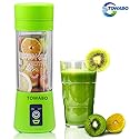 TOWABO USB Juicer Cup, Fruit Mixing Machine, Portable Personal Size Eletric Rechargeable Mixer, Blender, Water Bottle 380ml with USB Charger Cable Portable Juice Blender and Mixer