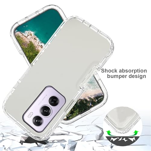 PANXIYUE Case for Reno 12 Pro 5G, 360 Degree Full Body Anti-Shock Case, Silicone TPU Front and Rigid PC Back Case OPPO Reno 12 Pro Case, Transparent