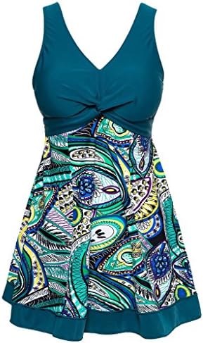 Wincolor Women's One Piece Plus Size Floral Printed Shaping Body Swimdress Bathing Suits