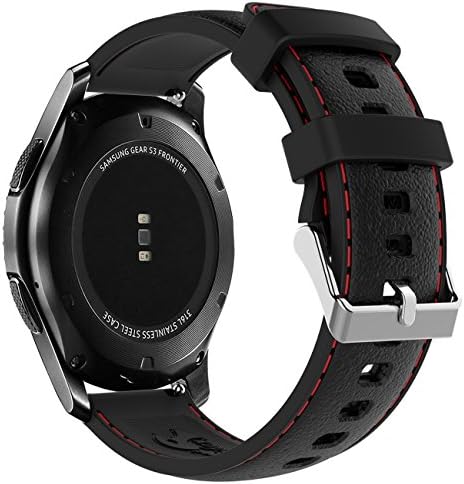 Gear S3 Frontier/Classic Soft Silicone Watch Bands 22mm Rubber Watch Strap with Stainless Steel Buckle Replacement Wristband for Samsung Gear S3 Frontier/Classic Smart Watch-Black