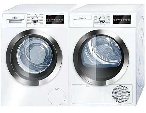 Bosch 800 Series White Front Load Compact Laundry Pair with WAT28402UC 24