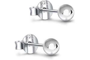 Savlano 925 Sterling Silver 18K Gold Plated Ball Stud Earrings For Women, Girls & Men