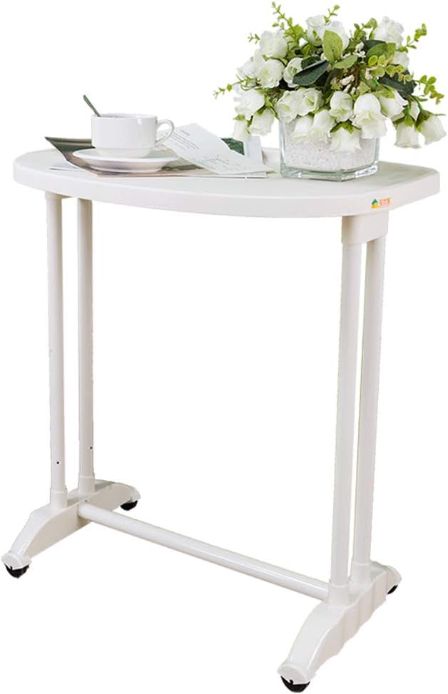 BAOYOUNI 1-Layer Rolling Utility Storage Cart Movable End Tables Nightstands Stand Shelf Mobile Organizer for Home Kitchen Bedroom Living Room Office Patio - Ivory