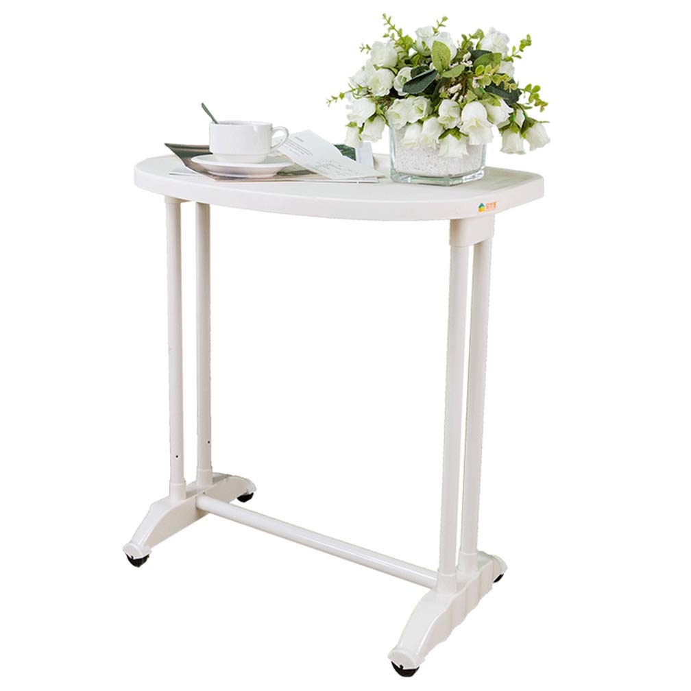 BAOYOUNI 1-Layer Rolling Utility Storage Cart Movable End Tables Nightstands Stand Shelf Mobile Organizer for Home Kitchen Bedroom Living Room Office Patio - Ivory