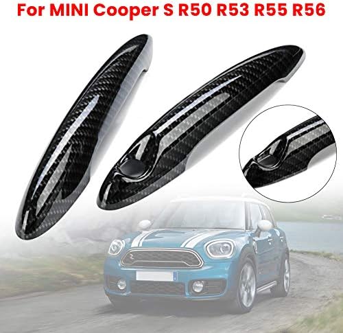 Luixxuer 1 Pair Door Handle Cover Carbon Fiber Effect Set Decor Accessories For MINI Cooper S R50, R53, R55,R56