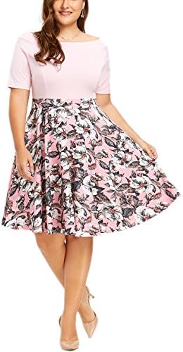 Chorchi Women's Off The Shoulder Fit Flare Plus Size Swing Dress Pockets