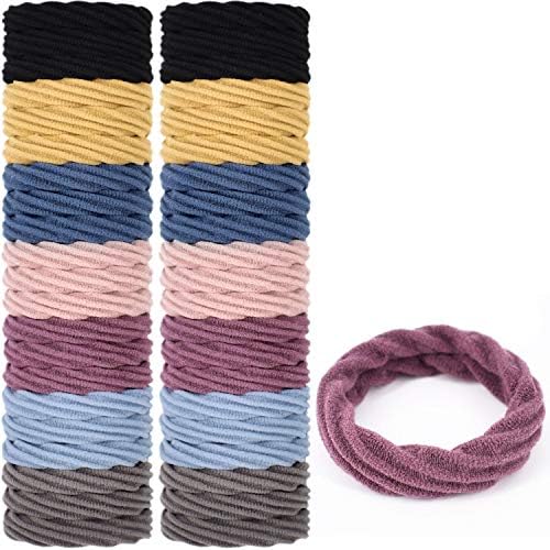 Hair Ties Elastics Wenida 42 Pcs 7 Colors Seamless Thick Soft Nylon Stretch Ponytail Holders Rubber Bands Rope Headband for Women Girls
