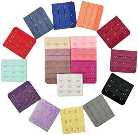 19pcs Adjustable Useful Bra Strap Extension Tools Extenders Assorted Colors 3-Hook 3 Rows Spacing