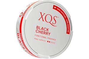 XQS Black Cherry Caffeine Pouches | Nicotine-Free | Tobacco-Free | Functional Energy Pouches | Slim All-White | Black Cherry 