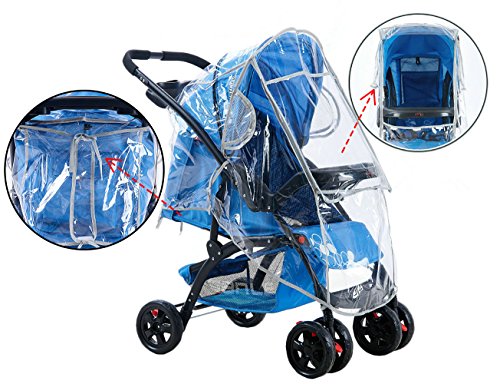 image for NinkyNonk Universal Size Baby Stroller Rain Cover + Mosquito Net Water
