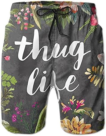 Vcddjns4 Thug Life Flower Boy's Sports Pants Swimming Trousers Leisure Shorts Breathable Beach Pants