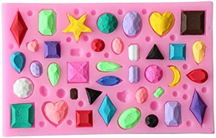 SaSa Design Fondant Silicone Mold Mini Diamonds Jewel Gemstone Diamond Shape Fondant Cake Chocolate Mold Candy Kitchen Baking Tools (Mini diamond mold)