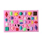SaSa Design Fondant Silicone Mold Mini Diamonds Jewel Gemstone Diamond Shape Fondant Cake Chocolate Mold Candy Kitchen Baking Tools (Mini diamond mold)