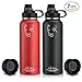 Swig Savvy BPA-Free Leak-Proof Stainless Steel Wide Mouth Insulated Water Bottle with Interchangeable Caps, 2 Pack, Combo 40oz