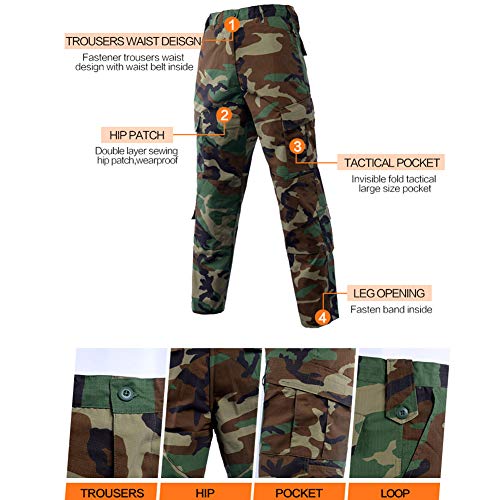 Mens Tactical Jackets and Pants Set Military Uniform Combat Camouflage Suit for Paintball Hunting