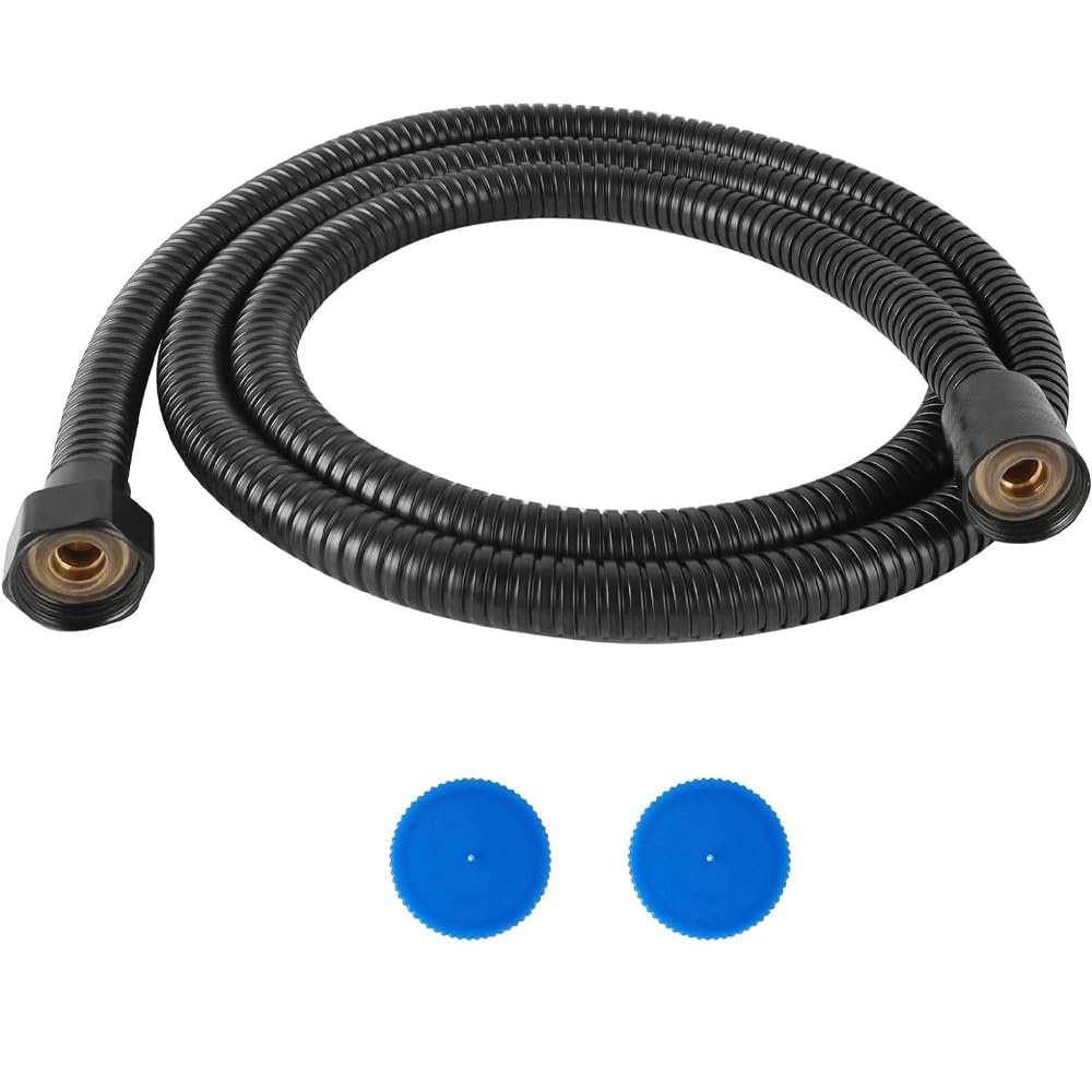 Premium Stainless Steel Shower Hose - 2m Leakproof and Anti-Kink Replacement Hose (Black)