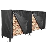 femor Log Rack Cover, 8 Feet 600D Heavy Duty Waterproof Patio Outdoor Firewood Rack Cover, Black