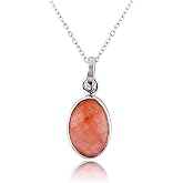 CRYSTALIS Natural Rhodochrosite Gemstone Pendant Necklace, High Grade Irregular Rose Cut Crystal in Bezel, Chakra Healing Stone, Women Gift Jewelry, Dainty 925 Sterling Silver Chain 18 inch