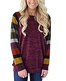 Hellana Women's Casual Long Sleeve Cotton Knitted Shirt Lightweight Color Block Sweatshirt Tunic Tops