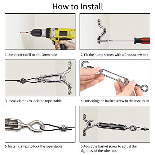 String Light Hanging Kit with 150 FT Coated Stainless Steel Cable