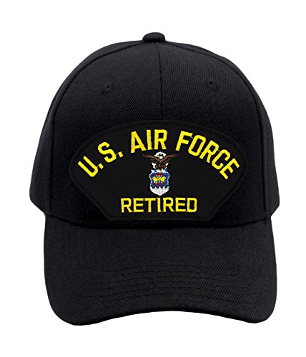 Patchtown US Air Force Retired Hat/Ballcap (Black) Adjustable One Size Fits Most