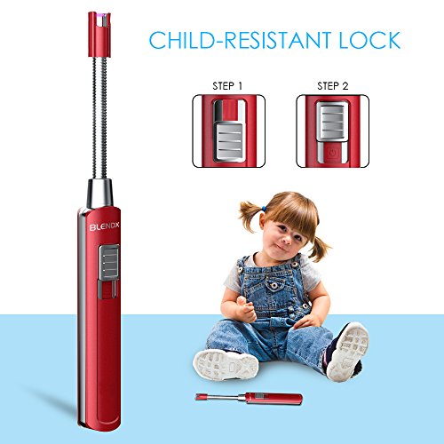 Electric Arc Lighter Kitchen Lighter USB Rechargeable Long Lighter Candle 360° Flexible Neck, No Spark & Smell, Flameless Windproof Fire Candle Lighter for Camping Grilling BBQ Gas Stove (Red) ) - Thumbnail 3