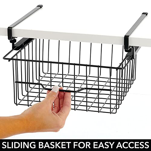 mDesign Compact Hanging Pullout Drawer Basket Sliding Under Shelf