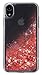 WORLDMOM for iPhone XR Case, Double Layer Design Bling Flowing Liquid Floating Sparkle Colorful Glitter Waterfall TPU Protective Phone Case, Red