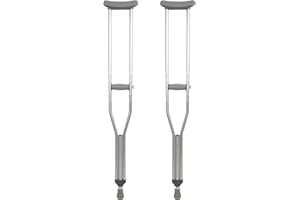 Dynarex Aluminum Crutches-Adult Size, 5'2" to 5'10", Push-Button Height Adjustment, Cushioned Underarm & Comfortable Hand Grips, 350 lb. Weight Capacity, 1 Pair