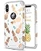 BENTOBEN iPhone Xs Case, iPhone X Case, Shockproof Slim Anti-Scratch Gold Pineapple Design Hybrid Hard PC Soft Rubber Glossy Protective Case for iPhone Xs/X/Ten【Support Wireless Charging】, White/Gold