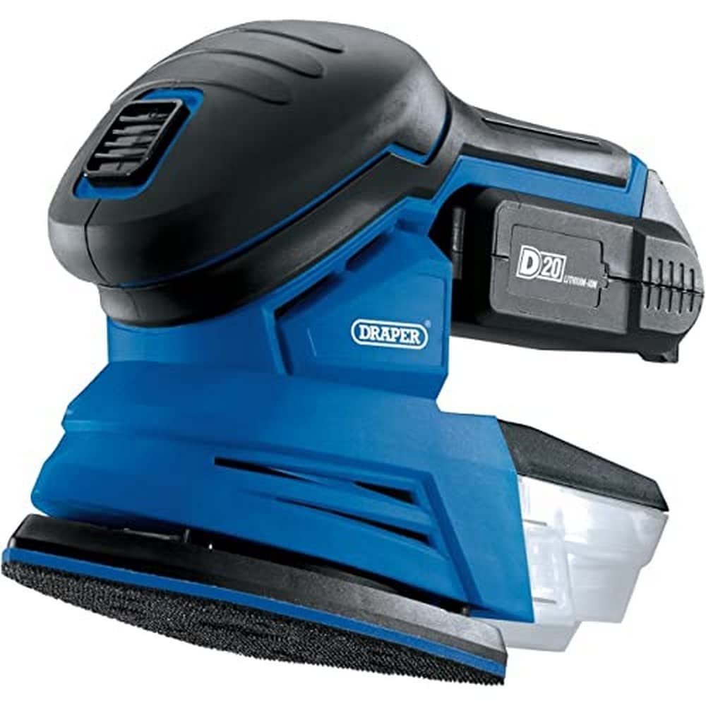 Draper D20 TRI-Base Sander Set 00608 D20 20V Tri-Base Detail Sander, 1 x 2.0Ah Battery, 1 x Charger