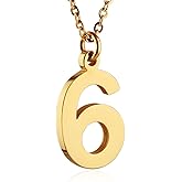 HZMAN Womens Stainless Steel Number 0-9 Charms Pendant Necklace 2 Colors Gold Silve