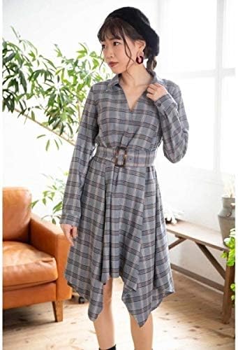 Amazon セシルマクビー Cecil Mcbee チェック柄イレヘムシャツワンピース ブルー M ワンピース チュニック 通販
