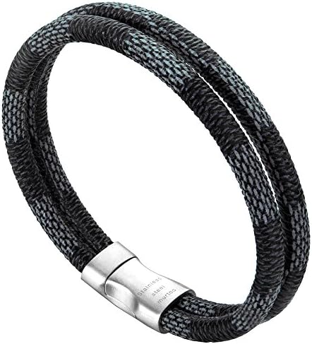 xikeo Leather Bracelet for Men, Mens Leather Bracelet Cowhide Braided Multi-Layer Wrap Mens Bracelet, 8.7''