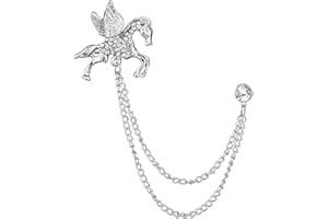 WCRAZYE Vintage Animal Tassel Chain Pin Brooch for Men Women Rhinestone Collar Chain Pin Punk Cool Sheep Eagle Tiger Lion Wolf Chain Pin Brooch for Men's Corsage Pin Jewelry Gift