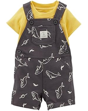 Carter's Baby Boys' 2 Piece Print Shortall Set (Baby) - Gray