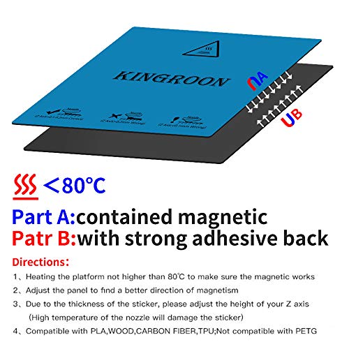 Flex Magnetic Two Layer Print Hot Bed Sticker Build Surface Tape for 3D Printer Build Platform Heated Bed(180x180mm)
