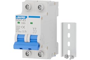CNJIAPEI AC Miniature Circuit Breaker, 120V/240V 2 Pole 63 Amp DIN Rail Mount Circuit Breaker, MCB C63 Solar AC Disconnect Switch,Thermal Magnetic Trip