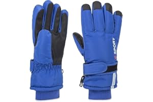 Mealah Winter Snow Ski Gloves for Kids - Warm Windproo Thickened with Fleece Gloves for Boys Girls 5-10 Years