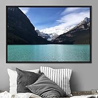 Framed Canvas Wall Art Winter Lake Aerial Dramatic Lake Landscape Multicolor Photography Realism - 16x24 inches