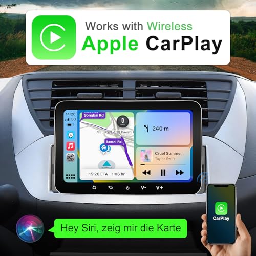 Android Car Radio 1DIN with Navigation 7 Inch Screen Wireless CarPlay & Android Car Play Radio Touch Display with Bluetooth FM WiFi GPS SWC USB 2G + 32G 1 DIN